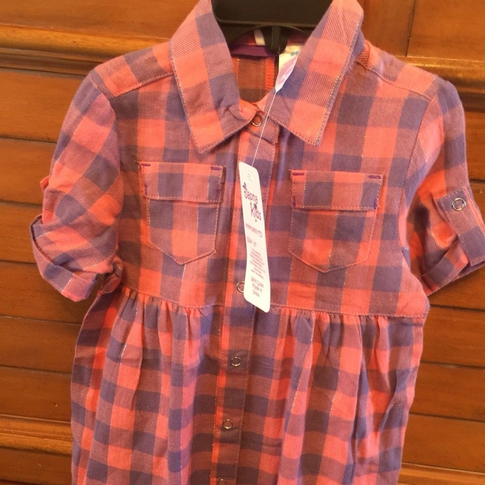 Japna Kids Girls Pink/Purple Plaid Dress 2T S/S